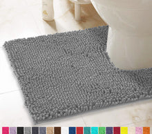 Load image into Gallery viewer, U-Shaped Toilet Bathroom Rug, 20x23, Light Grey