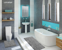Load image into Gallery viewer, Luxury Microfiber 2-Piece Toilet & Bath Mat Set, XL, Light Grey