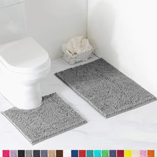 Load image into Gallery viewer, Luxury Chenille Bathroom Rugs 2-Piece Bath Mat Set, Small, Grey