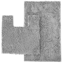 Load image into Gallery viewer, 2 Piece Bath Rug + Square Cutout Toilet Mat Set, Grey
