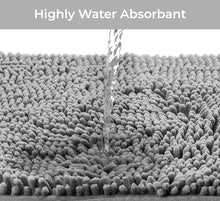 Load image into Gallery viewer, LuxUrux Luxury Chenille 2-Piece Set, Bath Rug + Toilet Mat | 1" Microfiber Shaggy, Super Absorbent | 20-30 & 20-20 U inches | Grey