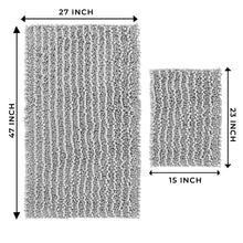 Load image into Gallery viewer, Rectangular 2 Piece Bath Rug Set, 15x23 + 27x47 inch, Light Grey