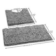 Load image into Gallery viewer, Luxury Chenille Bathroom Rugs 2-Piece Bath Mat Set, Small, Grey
