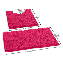 Load image into Gallery viewer, Luxury Chenille Bathroom Rugs 2-Piece Bath Mat Set, Small, Hot Pink