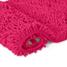 Load image into Gallery viewer, 2 Piece Bath Rug + Square Cutout Toilet Mat Set, Hot Pink