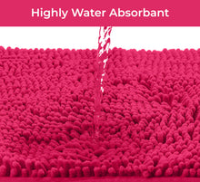 Load image into Gallery viewer, 2 Piece Bath Rug + Square Cutout Toilet Mat Set, Hot Pink