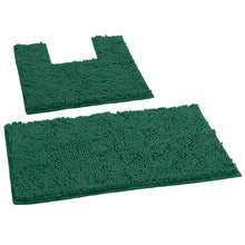 Load image into Gallery viewer, 2 Piece Bath Rug + Square Cutout Toilet Mat Set, Kelly Green
