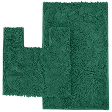 Load image into Gallery viewer, 2 Piece Bath Rug + Square Cutout Toilet Mat Set, Kelly Green