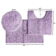 Load image into Gallery viewer, 3pc Set (Style B) Bath Rug + U Shape Toilet Mat + Round Toilet Lid Cover Rug, Lavender