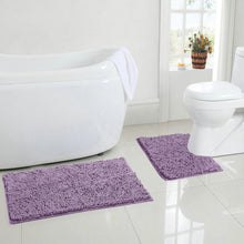 Load image into Gallery viewer, LuxUrux Bathroom Rugs Luxury Chenille 2-Piece Bath Mat Set, Lavender