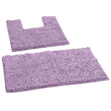 Load image into Gallery viewer, 2 Piece Bath Rug + Square Cutout Toilet Mat Set, Lavender