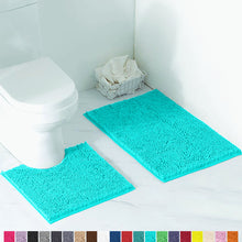 Load image into Gallery viewer, Luxury Chenille Bathroom Rugs 2-Piece Bath Mat Set, Small, Light Blue
