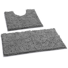 Load image into Gallery viewer, LuxUrux Bathroom Rugs Luxury Chenille 2-Piece Bath Mat Set, Light Grey