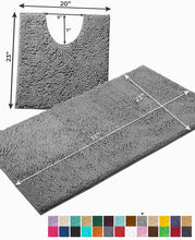 Load image into Gallery viewer, Bathroom Rugs Luxury Chenille 2-Piece Bath Mat Set, Large, Light Grey