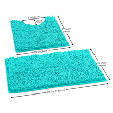 Load image into Gallery viewer, Luxury Chenille Bathroom Rugs 2-Piece Bath Mat Set, Small, Light Blue