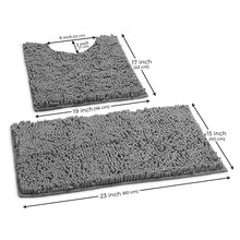 Load image into Gallery viewer, Luxury Chenille Bathroom Rugs 2-Piece Bath Mat Set, Small, Light Grey