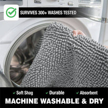 Load image into Gallery viewer, 2 Piece Bath Rug + Square Cutout Toilet Mat Set, Light Grey