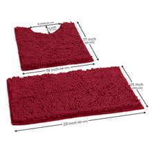 Load image into Gallery viewer, Luxury Chenille Bathroom Rugs 2-Piece Bath Mat Set, Small, Maroon