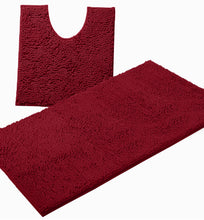 Load image into Gallery viewer, Bathroom Rugs Luxury Chenille 2-Piece Bath Mat Set, Large, Maroon