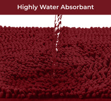 Load image into Gallery viewer, 2 Piece Bath Rug + Square Cutout Toilet Mat Set, Maroon