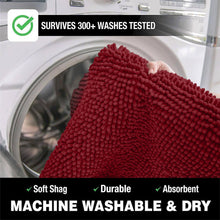 Load image into Gallery viewer, 2 Piece Bath Rug + Square Cutout Toilet Mat Set, Maroon