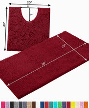 Load image into Gallery viewer, Bathroom Rugs Luxury Chenille 2-Piece Bath Mat Set, Large, Maroon