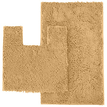 Load image into Gallery viewer, 2 Piece Bath Rug + Square Cutout Toilet Mat Set, Marzipan