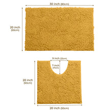 Load image into Gallery viewer, LuxUrux Bathroom Rugs Luxury Chenille 2-Piece Bath Mat Set, Mustard