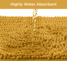 Load image into Gallery viewer, 2 Piece Bath Rug + Square Cutout Toilet Mat Set, Mustard