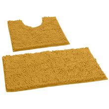 Load image into Gallery viewer, LuxUrux Bathroom Rugs Luxury Chenille 2-Piece Bath Mat Set, Mustard