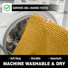 Load image into Gallery viewer, 2 Piece Bath Rug + Square Cutout Toilet Mat Set, Mustard