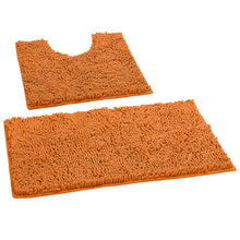 Load image into Gallery viewer, LuxUrux Bathroom Rugs Luxury Chenille 2-Piece Bath Mat Set, Orange