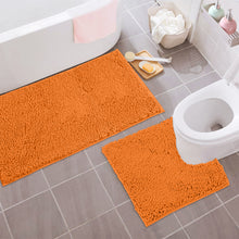 Load image into Gallery viewer, Bathroom Rugs Luxury Chenille 2-Piece Bath Mat Set, Large, Orange