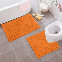 Load image into Gallery viewer, LuxUrux Bathroom Rugs Luxury Chenille 2-Piece Bath Mat Set, Orange