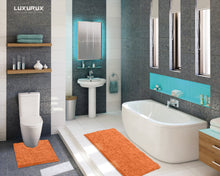 Load image into Gallery viewer, Luxury Microfiber 2-Piece Toilet & Bath Mat Set, XL, Orange