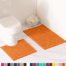 Load image into Gallery viewer, Luxury Chenille Bathroom Rugs 2-Piece Bath Mat Set, Small, Orange