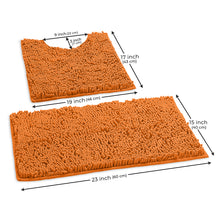Load image into Gallery viewer, Luxury Chenille Bathroom Rugs 2-Piece Bath Mat Set, Small, Orange