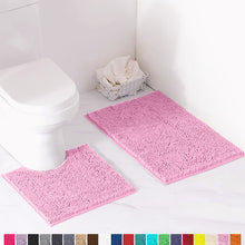 Load image into Gallery viewer, Luxury Chenille Bathroom Rugs 2-Piece Bath Mat Set, Small, Pink