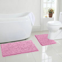 Load image into Gallery viewer, LuxUrux Bathroom Rugs Luxury Chenille 2-Piece Bath Mat Set, Pink
