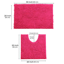 Load image into Gallery viewer, LuxUrux Bathroom Rugs Luxury Chenille 2-Piece Bath Mat Set, Hot Pink