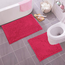 Load image into Gallery viewer, LuxUrux Bathroom Rugs Luxury Chenille 2-Piece Bath Mat Set, Hot Pink