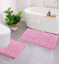 Load image into Gallery viewer, LuxUrux Bathroom Rugs Luxury Chenille 2-Piece Bath Mat Set, Pink