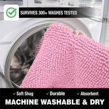 Load image into Gallery viewer, 2 Piece Bath Rug + Square Cutout Toilet Mat Set, Pink