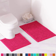 Load image into Gallery viewer, Luxury Chenille Bathroom Rugs 2-Piece Bath Mat Set, Small, Hot Pink