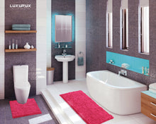 Load image into Gallery viewer, Luxury Microfiber 2-Piece Toilet & Bath Mat Set, XL, Hot Pink