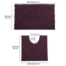 Load image into Gallery viewer, LuxUrux Bathroom Rugs Luxury Chenille 2-Piece Bath Mat Set, Plum