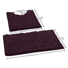 Load image into Gallery viewer, Luxury Chenille Bathroom Rugs 2-Piece Bath Mat Set, Small, Plum