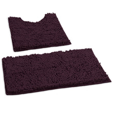 Load image into Gallery viewer, Luxury Chenille Bathroom Rugs 2-Piece Bath Mat Set, Small, Plum