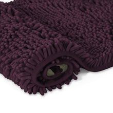 Load image into Gallery viewer, 2 Piece Bath Rug + Square Cutout Toilet Mat Set, Plum
