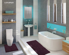 Load image into Gallery viewer, Luxury Microfiber 2-Piece Toilet & Bath Mat Set, XL, Plum
